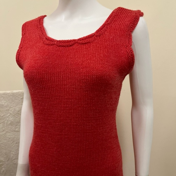 VTG 70s Wiggle Knit Scalloped Pencil Fitted Sweater Dress M - Picture 4 of 8